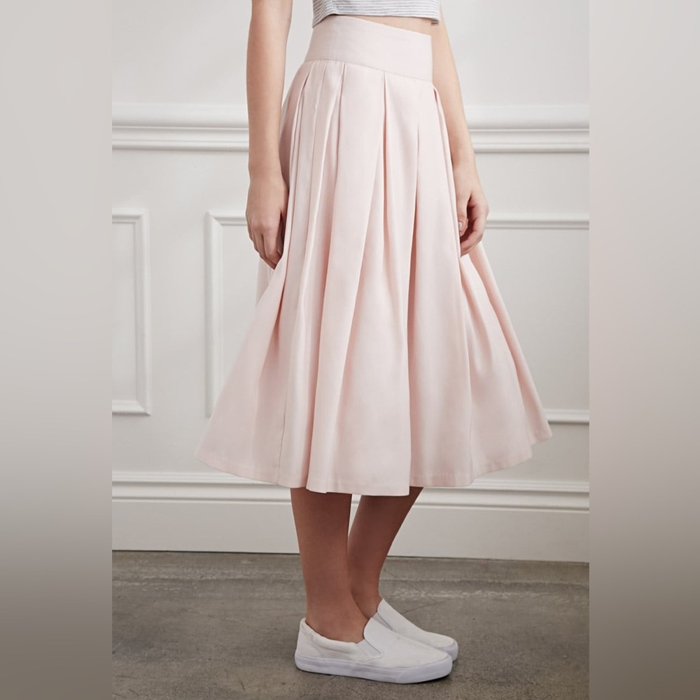Forever 21 Soft Pink A-Line Midi Skirt Sz 29 10 12 EUC Cottage Girly